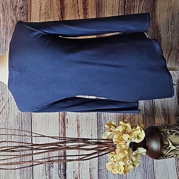 NEW ALFANI DARK BLUE LONG SLEEVE ASYMMETRICAL PULLOVER SWEATER - Picture 5 of 11